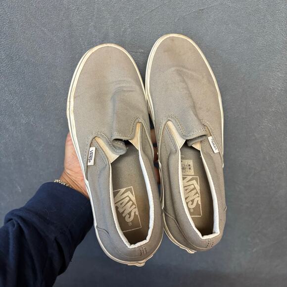 Vans Classic Slip-On Gray Canvas Shoes Men’s 8 Women’s 9.5 Skater Minimalist - Picture 8 of 12